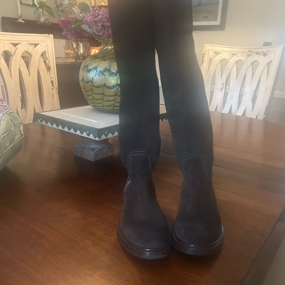 Miu Miu Women’s Suede Boots in Dark Brown Tall boots.  Size 35.5.